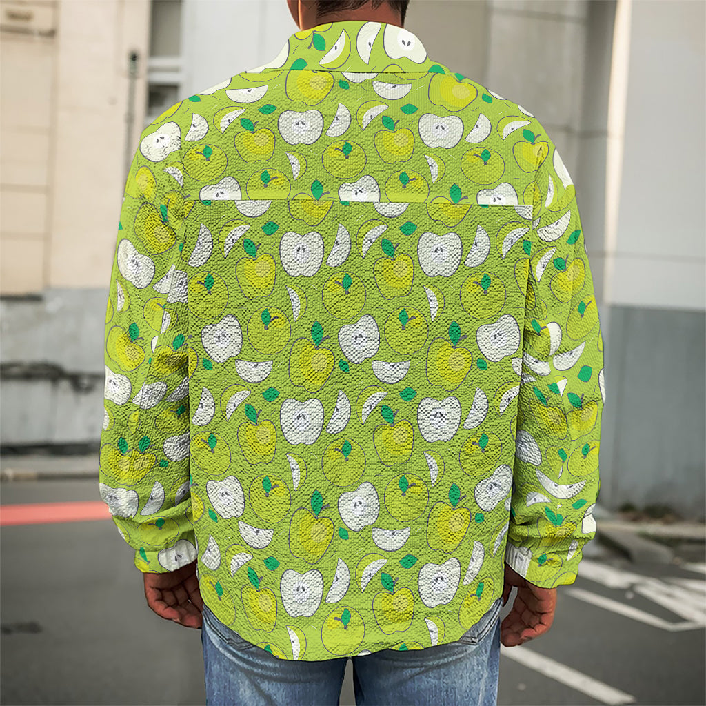 Green Apple Fruit Pattern Print Men's Shirt Jacket