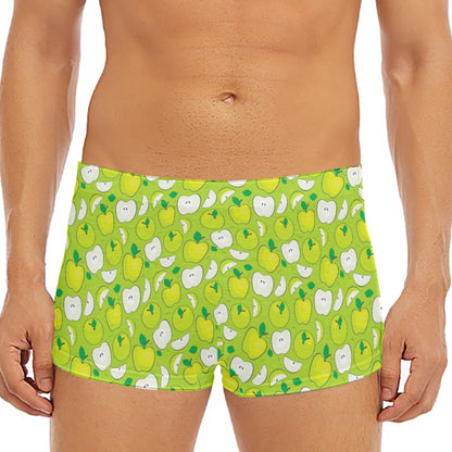 Green Apple Fruit Pattern Print Men's Short Boxer Briefs