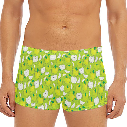 Green Apple Fruit Pattern Print Men's Short Boxer Briefs