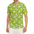 Green Apple Fruit Pattern Print Men's Short Sleeve Rash Guard