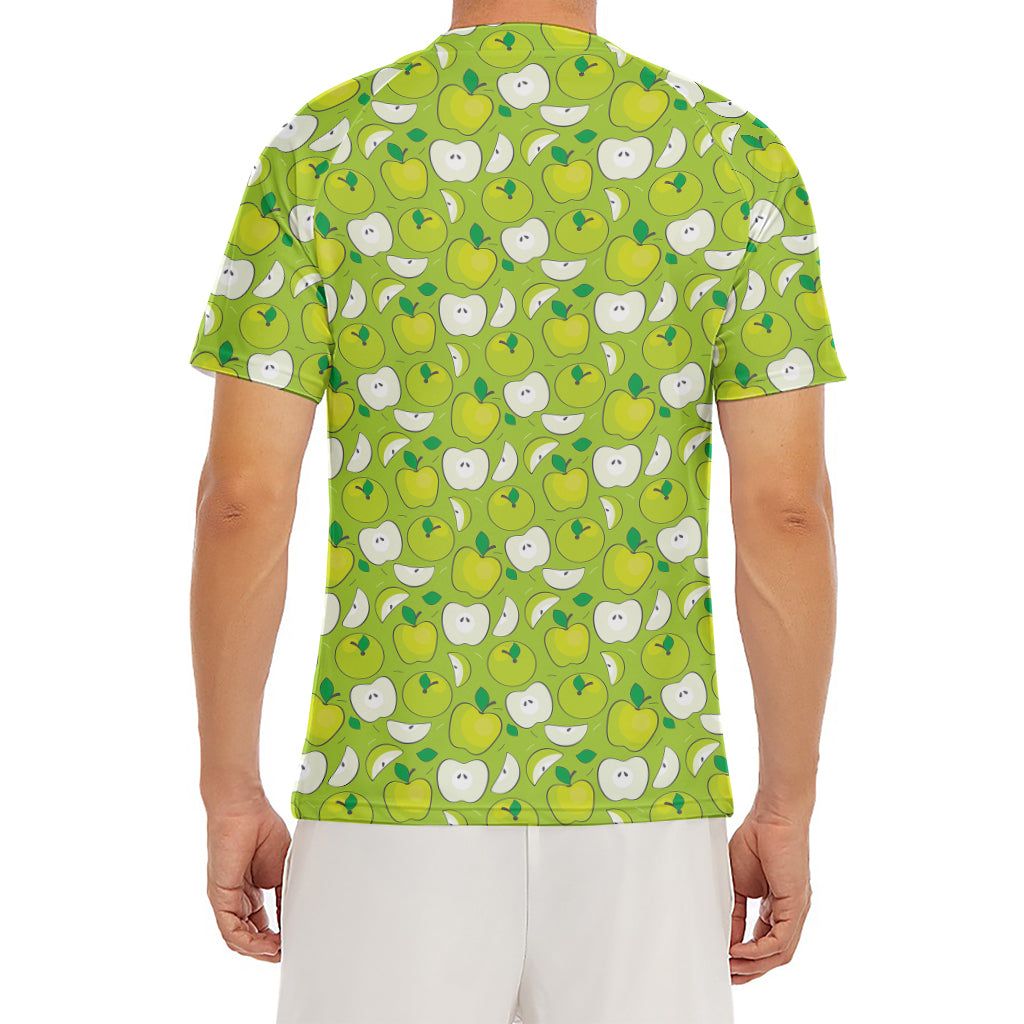 Green Apple Fruit Pattern Print Men's Short Sleeve Rash Guard