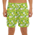 Green Apple Fruit Pattern Print Men's Split Running Shorts