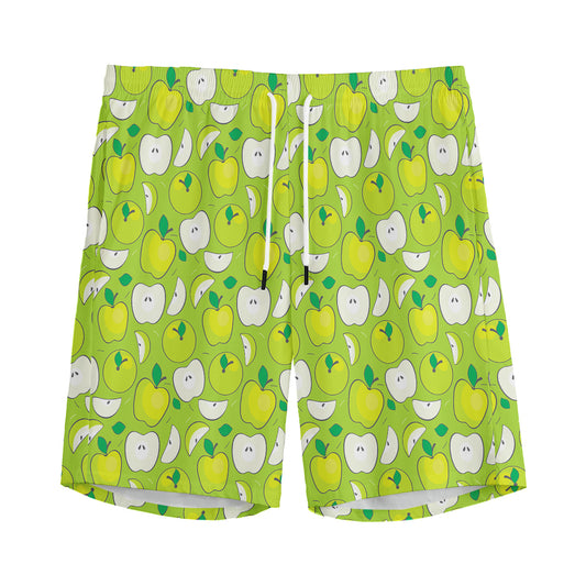 Green Apple Fruit Pattern Print Men's Sports Shorts