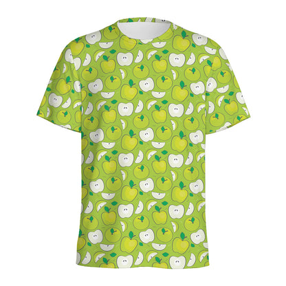Green Apple Fruit Pattern Print Men's Sports T-Shirt