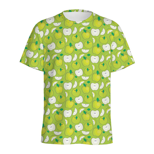 Green Apple Fruit Pattern Print Men's Sports T-Shirt