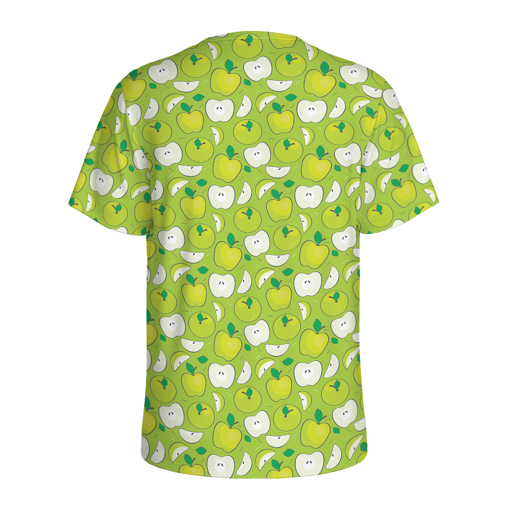 Green Apple Fruit Pattern Print Men's Sports T-Shirt