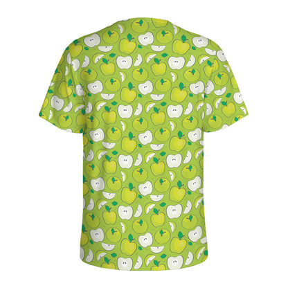 Green Apple Fruit Pattern Print Men's Sports T-Shirt