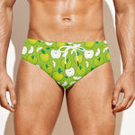 Green Apple Fruit Pattern Print Men's Swim Briefs