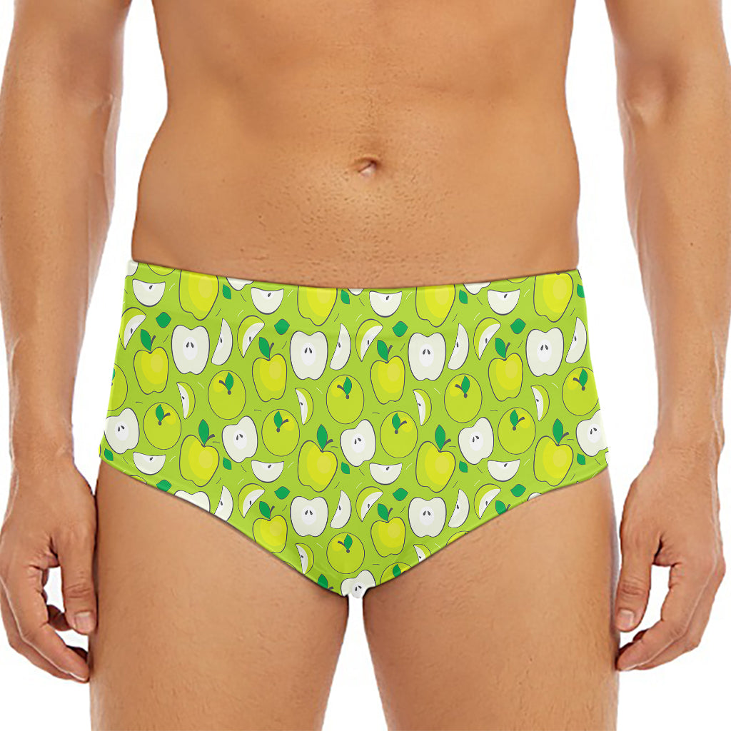 Green Apple Fruit Pattern Print Men's Triangle Swim Briefs