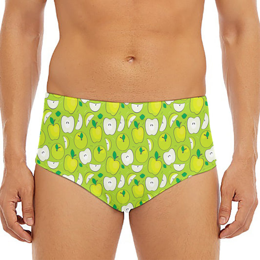 Green Apple Fruit Pattern Print Men's Triangle Swim Briefs