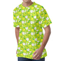 Green Apple Fruit Pattern Print Men's Velvet T-Shirt