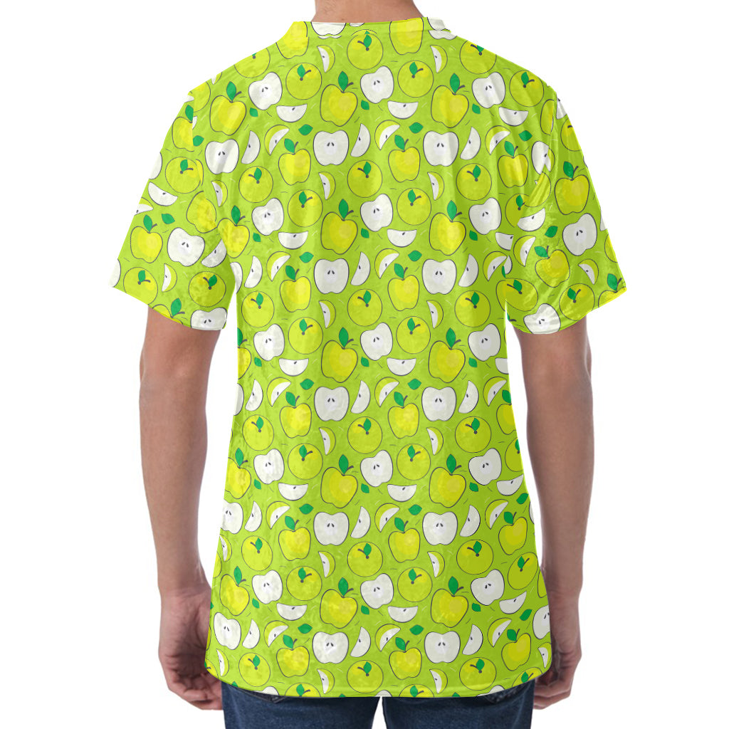 Green Apple Fruit Pattern Print Men's Velvet T-Shirt