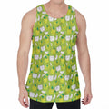 Green Apple Fruit Pattern Print Men's Velvet Tank Top