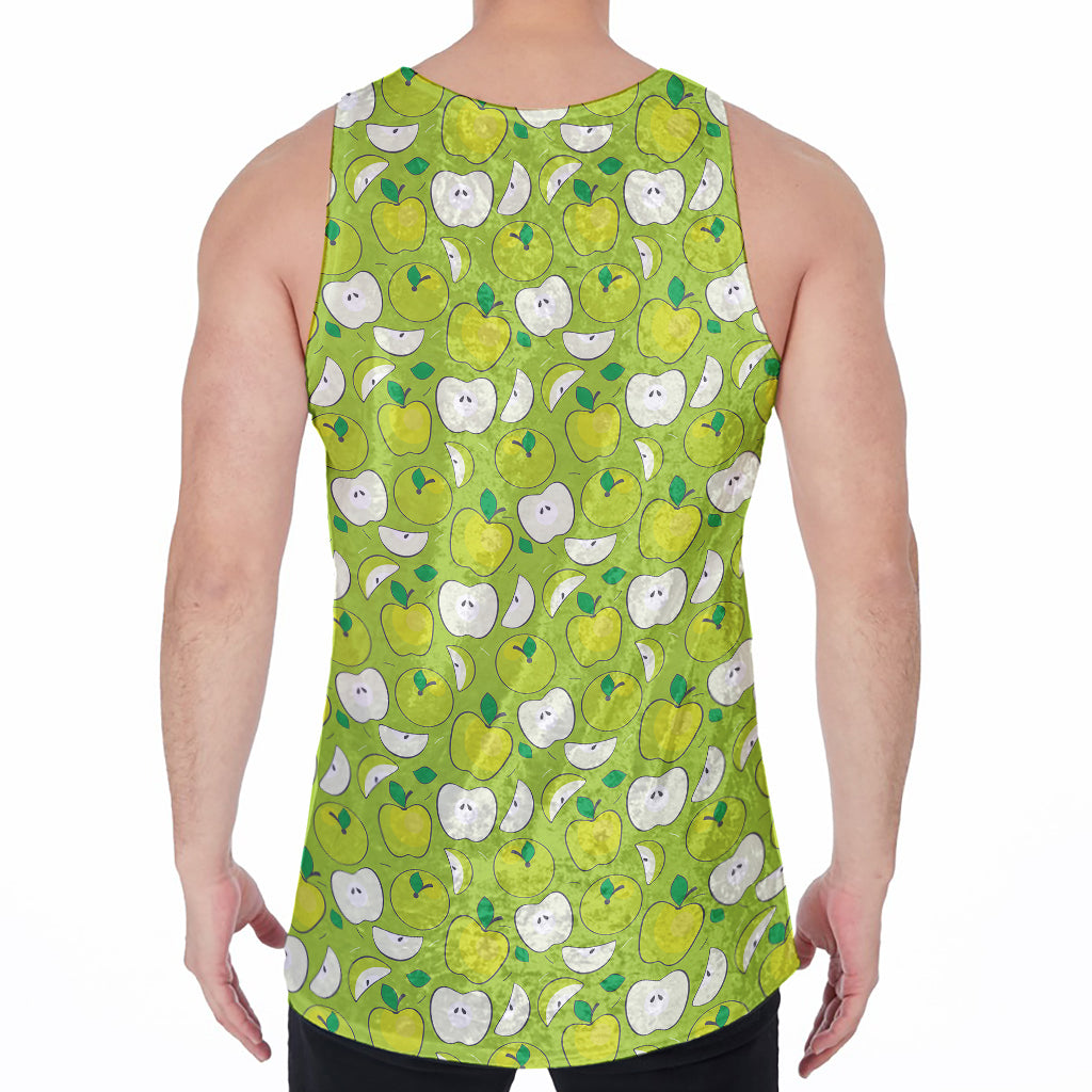Green Apple Fruit Pattern Print Men's Velvet Tank Top