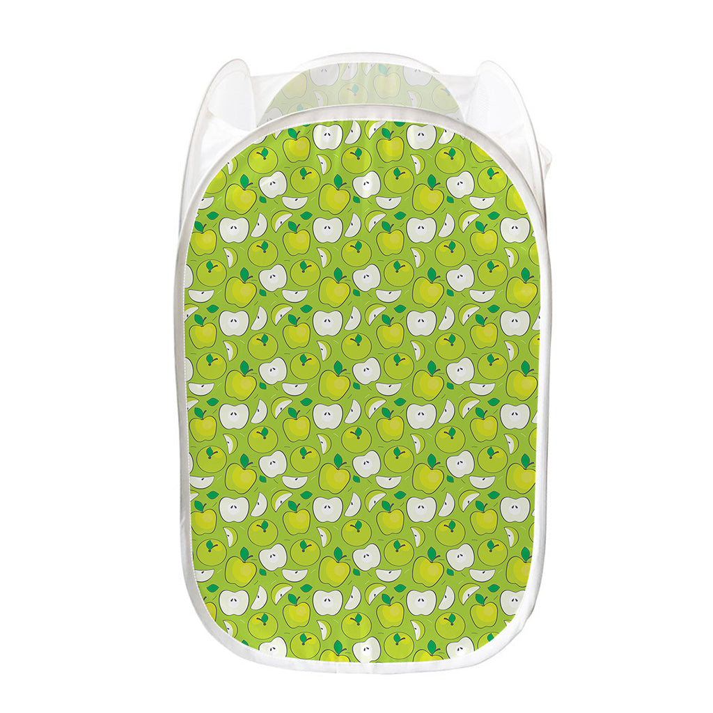 Green Apple Fruit Pattern Print Mesh Laundry Hamper