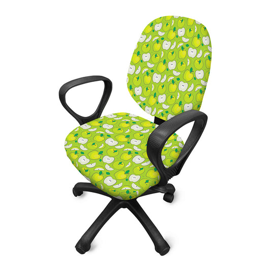 Green Apple Fruit Pattern Print Office Chair Cover