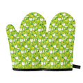 Green Apple Fruit Pattern Print Oven Mitts