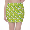 Green Apple Fruit Pattern Print Pencil Mini Skirt