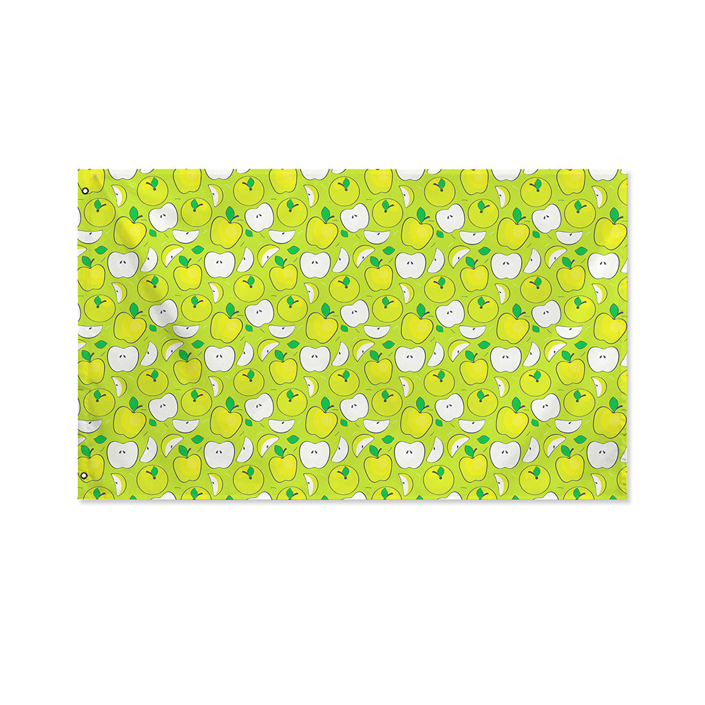 Green Apple Fruit Pattern Print Polyester Flag