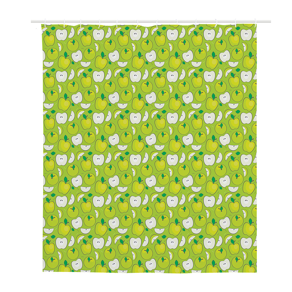 Green Apple Fruit Pattern Print Polyester Shower Curtain