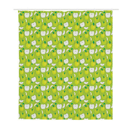 Green Apple Fruit Pattern Print Polyester Shower Curtain
