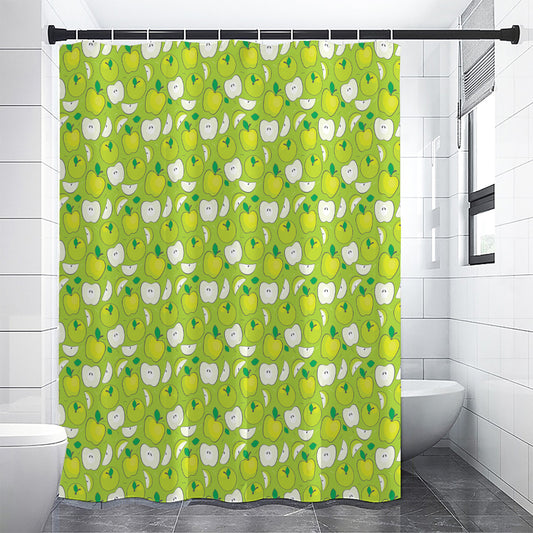 Green Apple Fruit Pattern Print Premium Shower Curtain