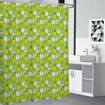 Green Apple Fruit Pattern Print Premium Shower Curtain