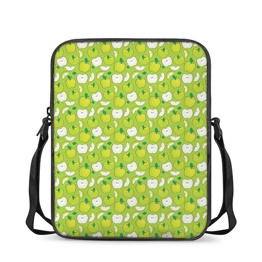 Green Apple Fruit Pattern Print Rectangular Crossbody Bag