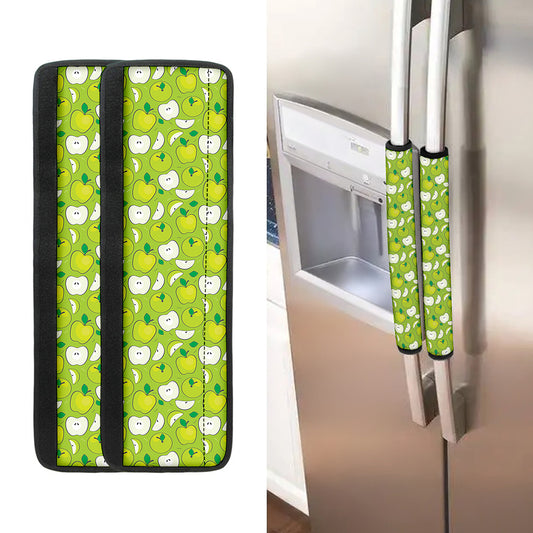 Green Apple Fruit Pattern Print Refrigerator Handle Covers