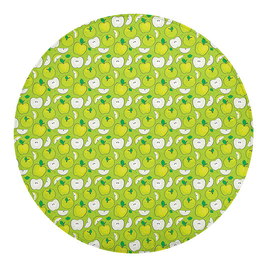 Green Apple Fruit Pattern Print Round Blanket