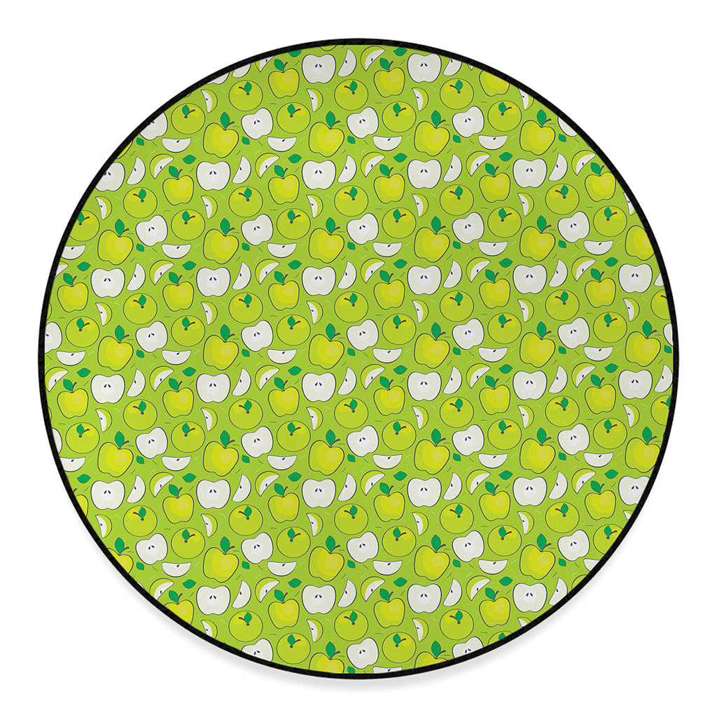 Green Apple Fruit Pattern Print Round Floor Mat