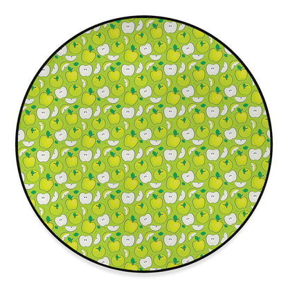 Green Apple Fruit Pattern Print Round Floor Mat