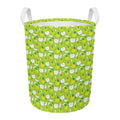 Green Apple Fruit Pattern Print Round Laundry Basket