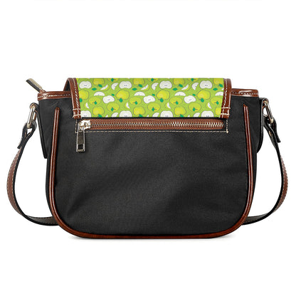 Green Apple Fruit Pattern Print Saddle Bag