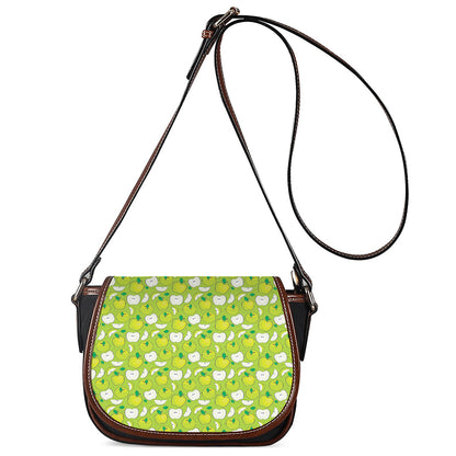 Green Apple Fruit Pattern Print Saddle Bag