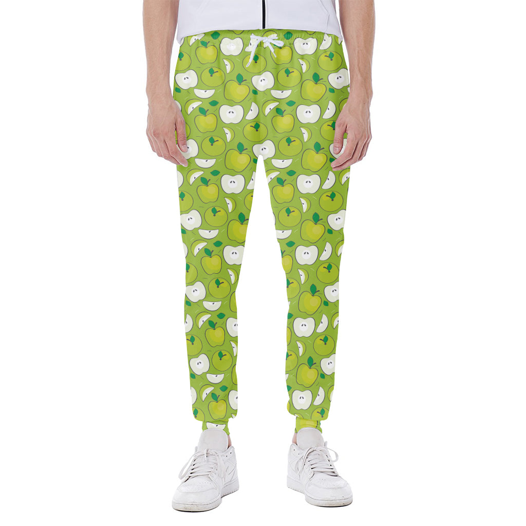 Green Apple Fruit Pattern Print Scuba Joggers
