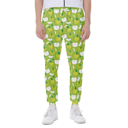 Green Apple Fruit Pattern Print Scuba Joggers