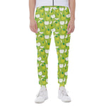Green Apple Fruit Pattern Print Scuba Joggers