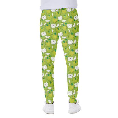 Green Apple Fruit Pattern Print Scuba Joggers