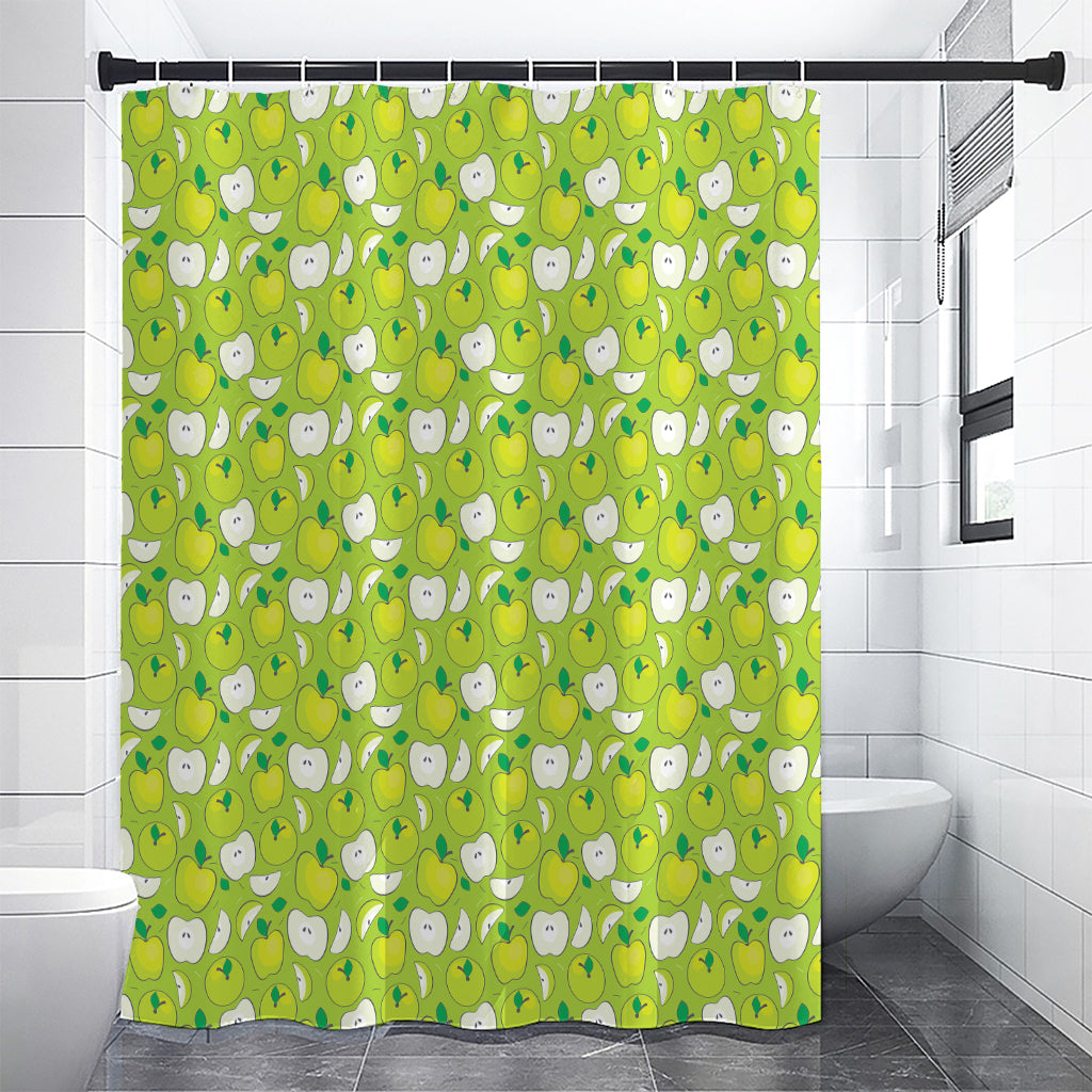 Green Apple Fruit Pattern Print Shower Curtain