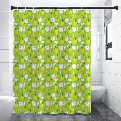 Green Apple Fruit Pattern Print Shower Curtain