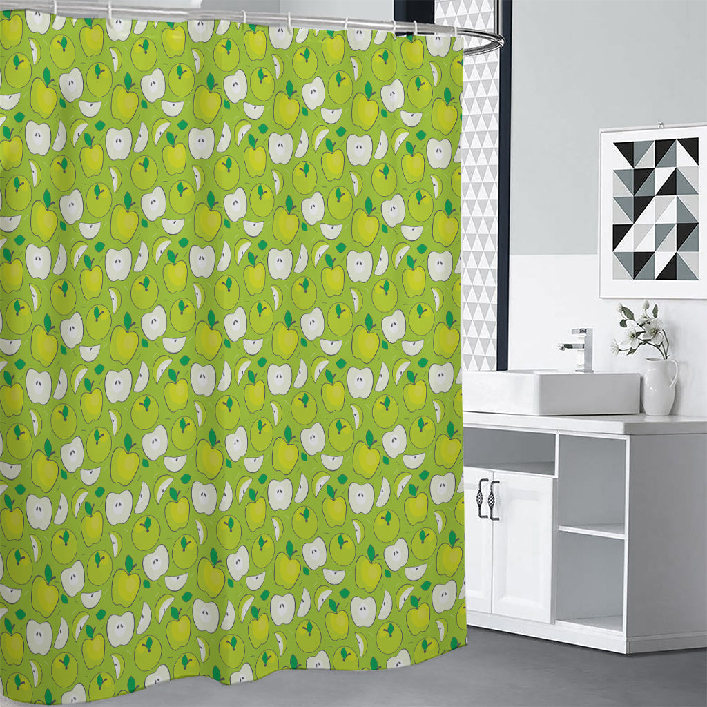 Green Apple Fruit Pattern Print Shower Curtain