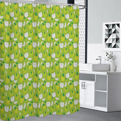 Green Apple Fruit Pattern Print Shower Curtain