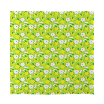 Green Apple Fruit Pattern Print Silk Bandana