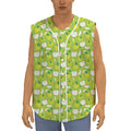 Green Apple Fruit Pattern Print Sleeveless Baseball Jersey