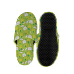 Green Apple Fruit Pattern Print Slippers