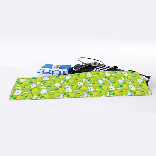 Green Apple Fruit Pattern Print Sports Towel
