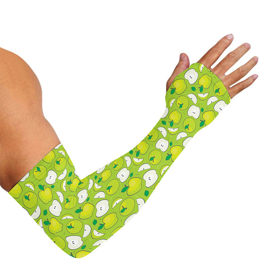 Green Apple Fruit Pattern Print Sun Protection Arm Sleeves