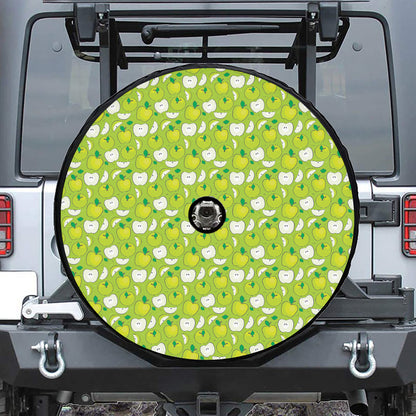 Green Apple Fruit Pattern Print Tire Cover With Camera Hole
