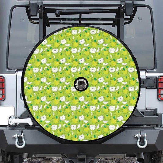 Green Apple Fruit Pattern Print Tire Cover With Camera Hole
